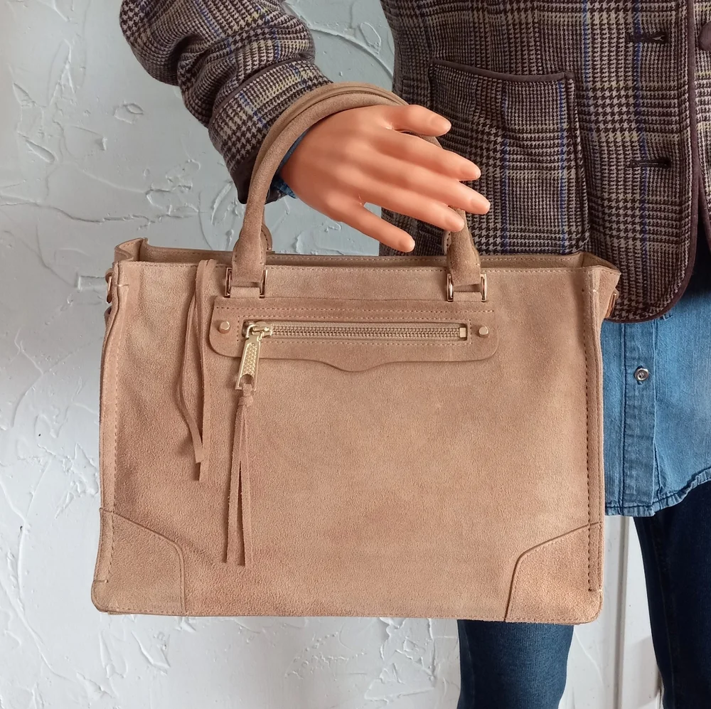 Rebecca Minkoff Suede Regan Satchel, Camel Retail $328
